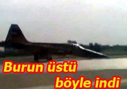 İRAN UÇAĞI BURUN ÜSTÜ İNDİ